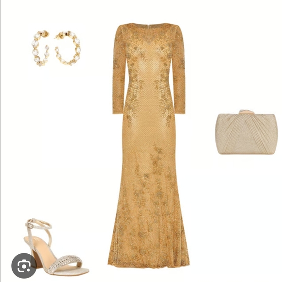 Mac Duggal Gold Long Sleeve Gown - Picture 3 of 14